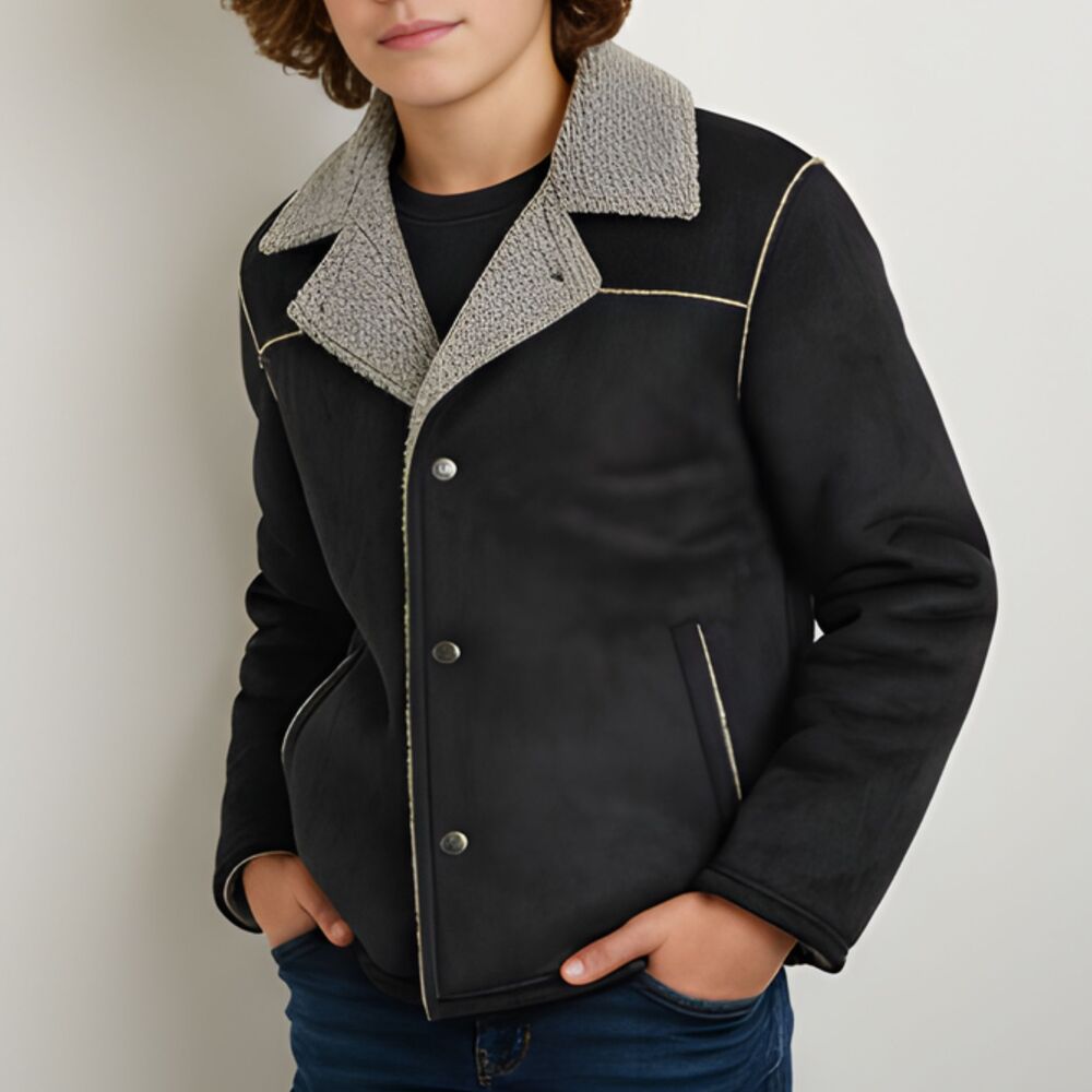 Gymboree Reindeer Lodge Sherpa Lined Jacket Black kids 10-12